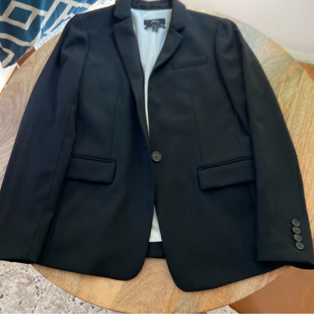 J Crew Regent Blazer in Wool Flannel Black - Size 4